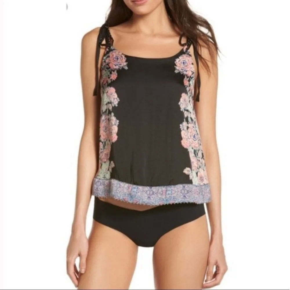 Free People Intimately Move Lightly black floral cami